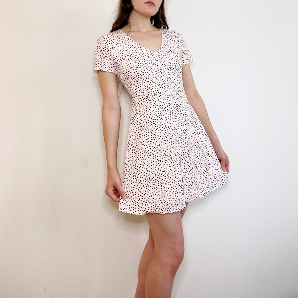 Missguided White Red Polka Dot Short Sleeve Dress